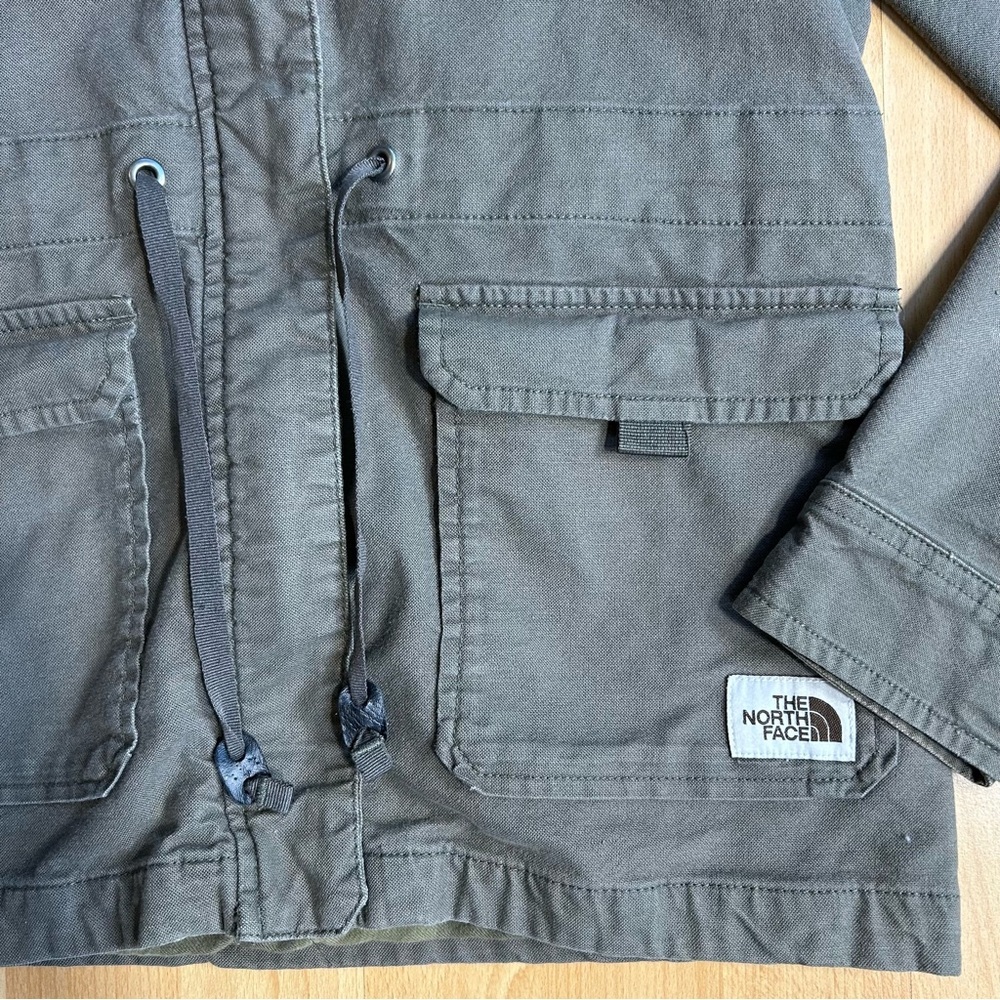 The North Face Utility Flannel Lined Cargo Chore Jacket Olive Green SM‎ - Picture 2 of 11